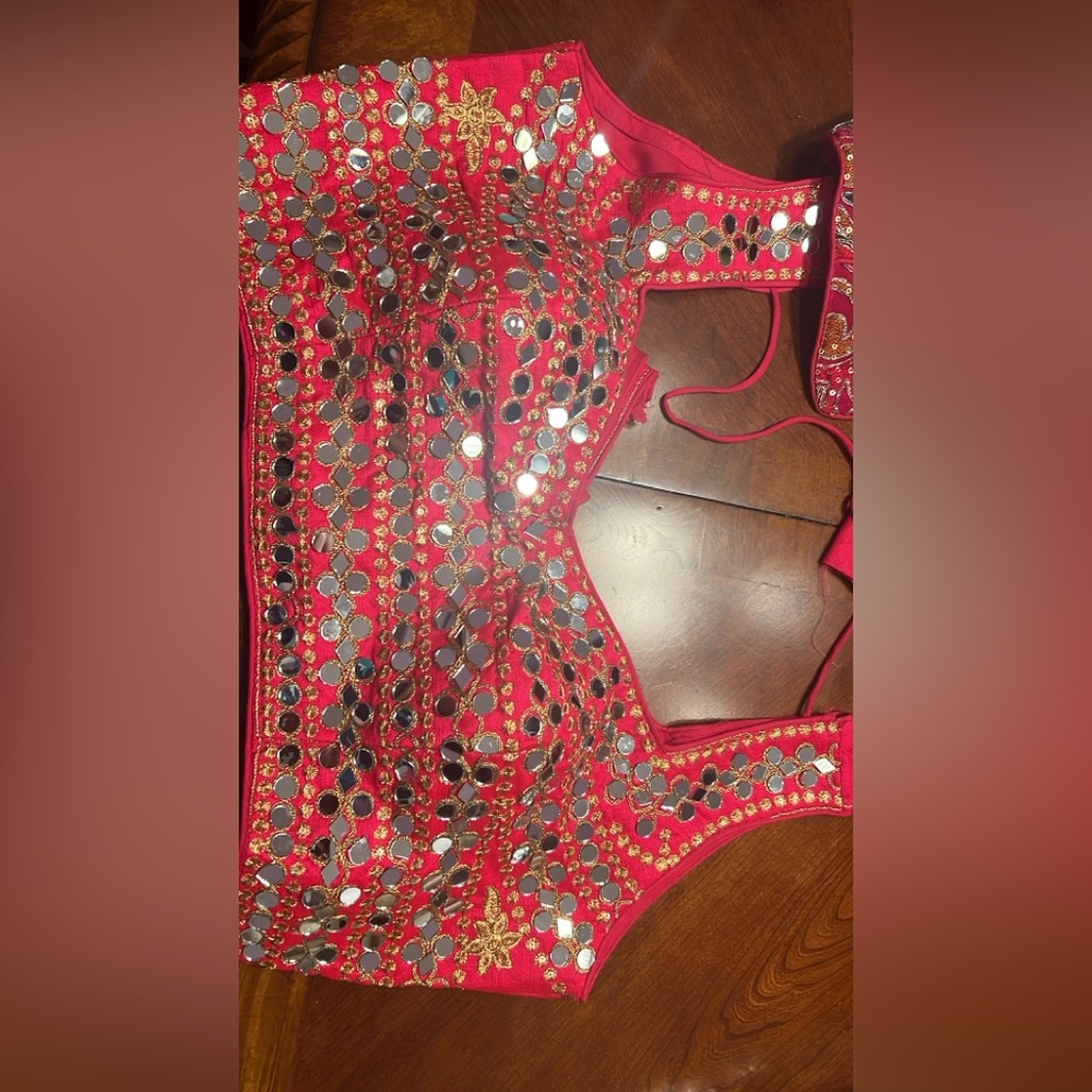 Pink Embellished Mirror Work Blouse